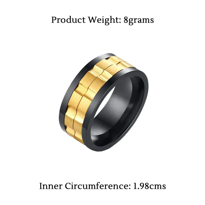 Yellow Chimes Ring for Men High Polished Stainless Steel Spinner Yellow and Black coolored Band Ring for Men and Boys Yellow Chimes Rings