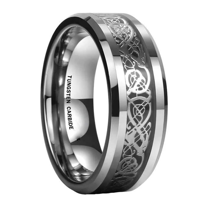 Yellow Chimes Rings for Men Dragon Celtic Inlay Polish Finish Silver Base Titanium Steel Ring for Men and Boys Yellow Chimes Bracelets Yellow Chimes Rings for Men Dragon Celtic Inlay Polish Finish Silver Base Titanium Steel Ring for Men and Boys Yellow Chimes Bracelets