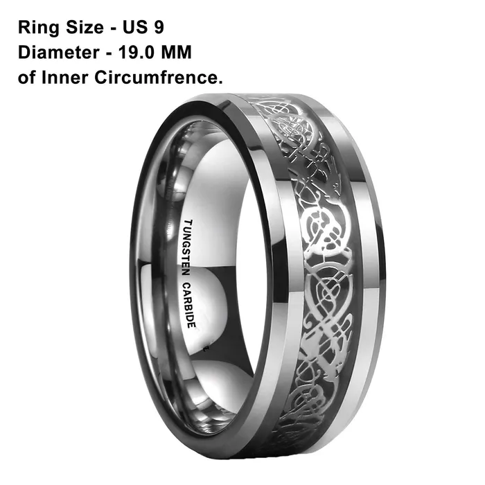 Yellow Chimes Rings for Men Dragon Celtic Inlay Polish Finish Silver Base Titanium Steel Ring for Men and Boys Yellow Chimes Bracelets
