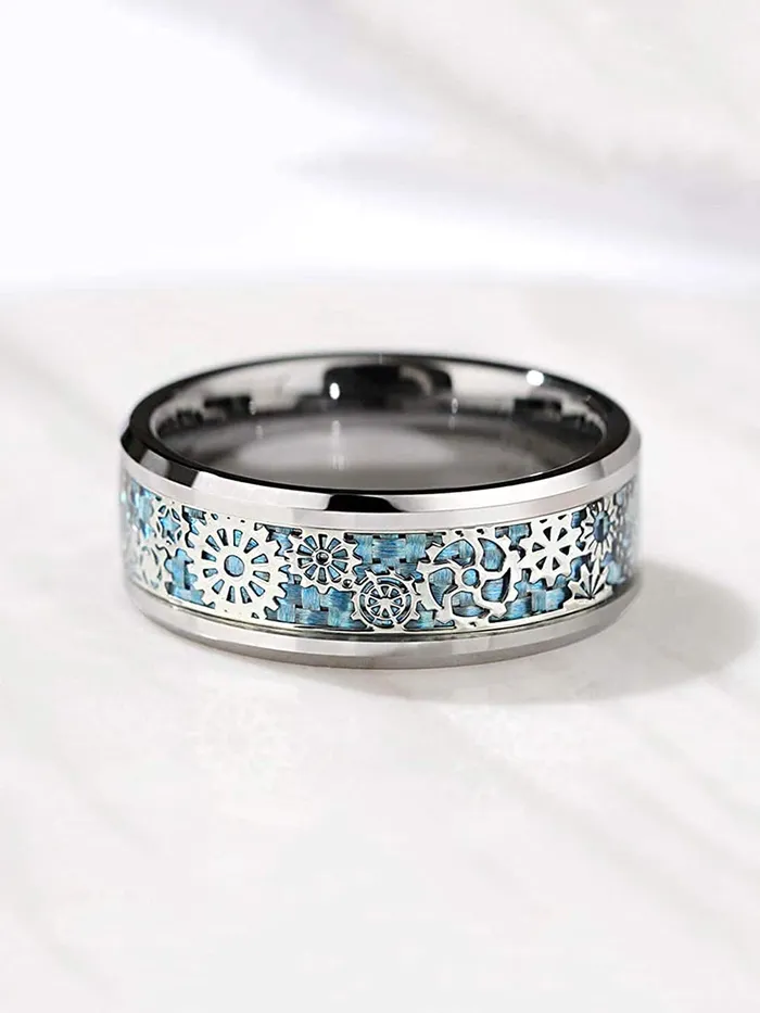 Yellow Chimes Rings for Men Stainless Steel Silver toned Band Designed Metal Rings for Men and Boys Yellow Chimes Rings