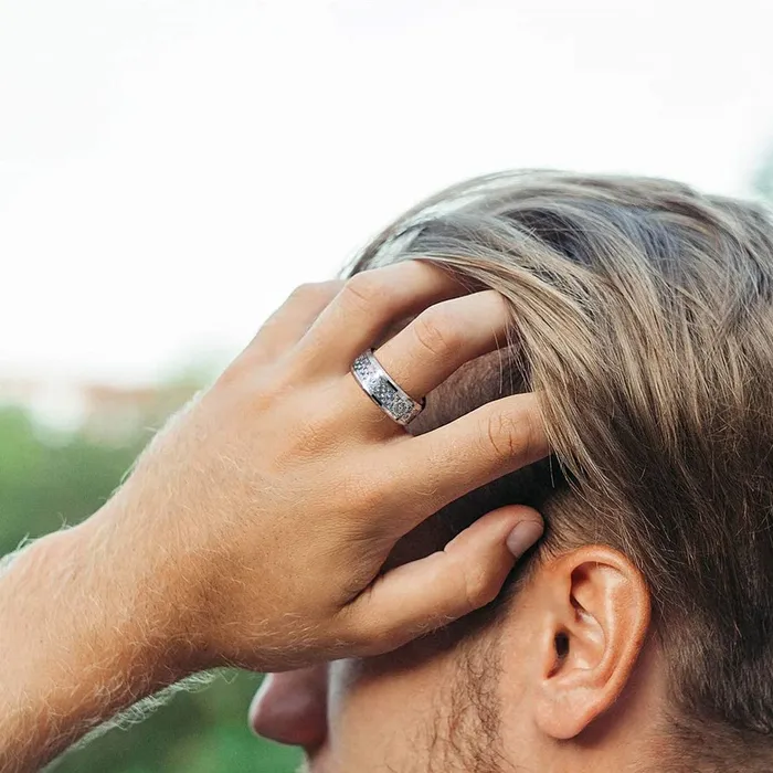 Yellow Chimes Rings for Men Stainless Steel Silver toned Band Designed Metal Rings for Men and Boys Yellow Chimes Rings
