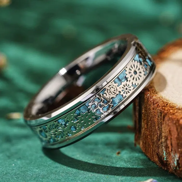 Yellow Chimes Rings for Men Stainless Steel Silver toned Band Designed Metal Rings for Men and Boys Yellow Chimes Rings