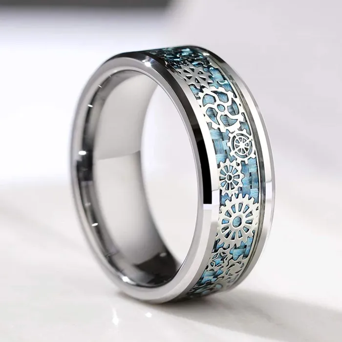 Yellow Chimes Rings for Men Stainless Steel Silver toned Band Designed Metal Rings for Men and Boys Yellow Chimes Rings