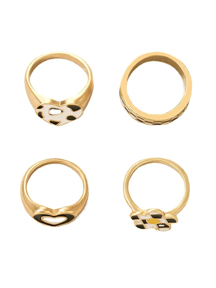 Yellow Chimes Rings for Women Combo of 4 Pcs Stack Rings Gold Plated Midi Finger Knuckle Ring Set for Women and Girls Yellow Chimes Rings