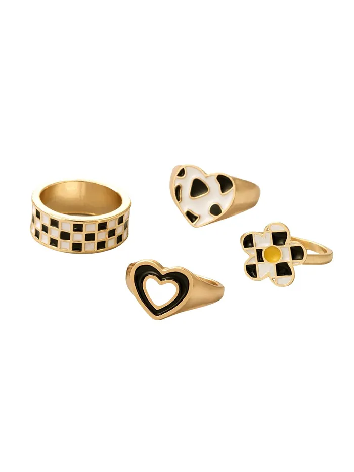 Yellow Chimes Rings for Women Combo of 4 Pcs Stack Rings Gold Plated Midi Finger Knuckle Ring Set for Women and Girls Yellow Chimes Rings