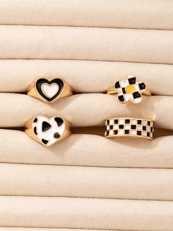 Yellow Chimes Rings for Women Combo of 4 Pcs Stack Rings Gold Plated Midi Finger Knuckle Ring Set for Women and Girls Yellow Chimes Rings
