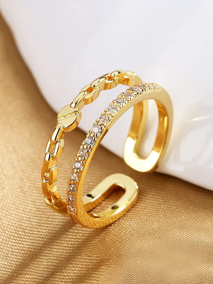 Yellow Chimes Rings for Women Girls Ring for Girls Gold Tone Crystal Studded Multi Layered Adjustable Finger Ring for Women Birthday Gift For girls women Anniversary Gift for Wife Yellow Chimes Earrings
