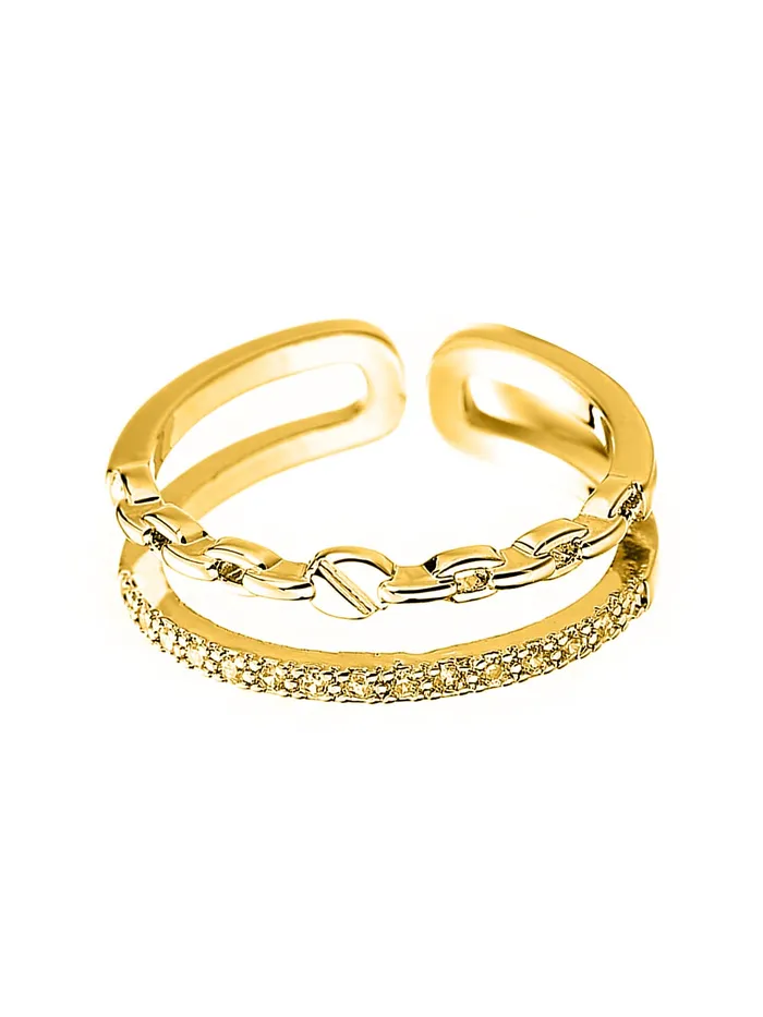 Yellow Chimes Rings for Women Girls Ring for Girls Gold Tone Crystal Studded Multi Layered Adjustable Finger Ring for Women Birthday Gift For girls women Anniversary Gift for Wife Yellow Chimes Earrings