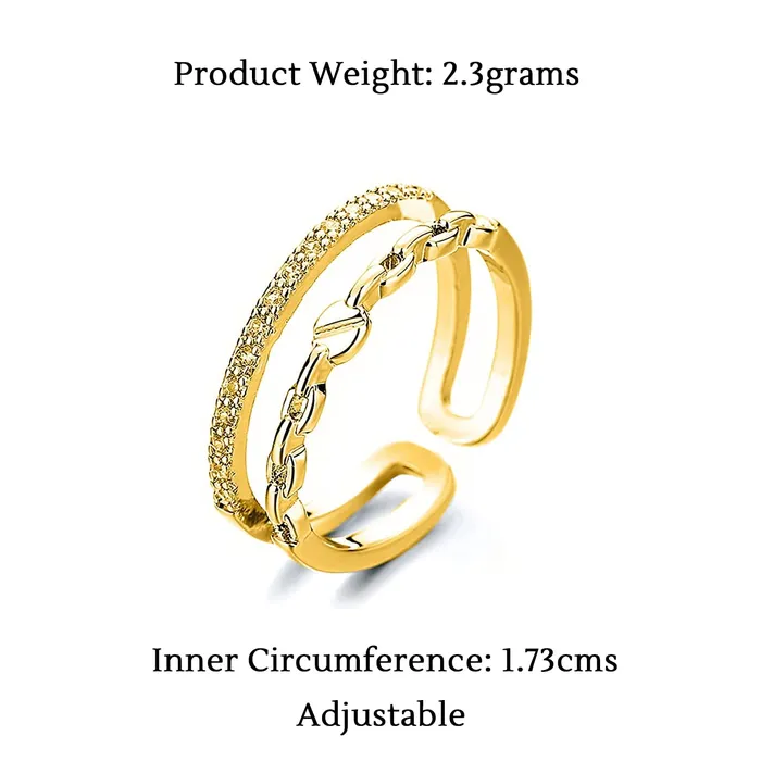 Yellow Chimes Rings for Women Girls Ring for Girls Gold Tone Crystal Studded Multi Layered Adjustable Finger Ring for Women Birthday Gift For girls women Anniversary Gift for Wife Yellow Chimes Earrings