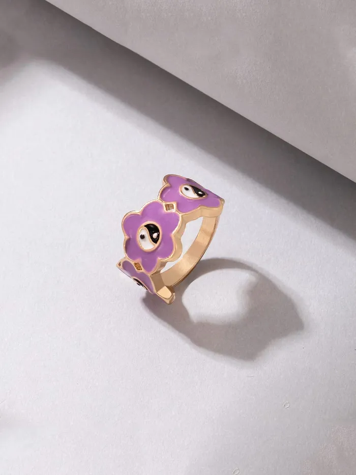 Yellow Chimes Rings for Women5 Pcs Combo Ring Set Midi Finger Knuckle Rings Gold Plated Purple Rings for Women and Girls Yellow Chimes Earrings