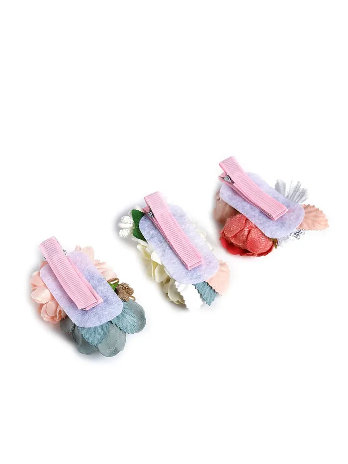 Yellow Chimes Rings Melbees by Yellow Chimes Hair Clips for Girls 3 PCS Hairclips for Kids Floral Hair Clips Set Beauty Imported Hair Clips Hair Accessories for Girls and Kids Women