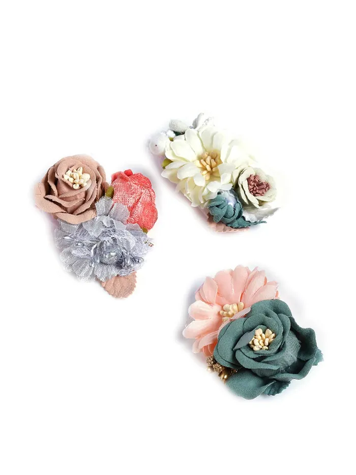 Yellow Chimes Rings Melbees by Yellow Chimes Hair Clips for Girls 3 PCS Hairclips for Kids Floral Hair Clips Set Beauty Imported Hair Clips Hair Accessories for Girls and Kids Women