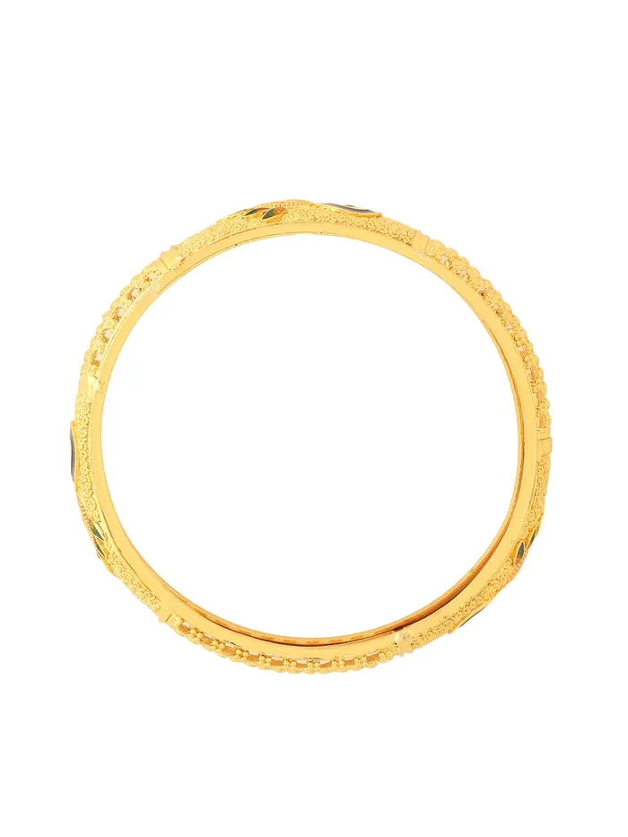 Yellow Chimes Rings Yellow Chimes Bangles for Women Gold Toned Peacock Designed Meenakari Touch Set of 3 Pcs Traditional Bangles for Women and Girls