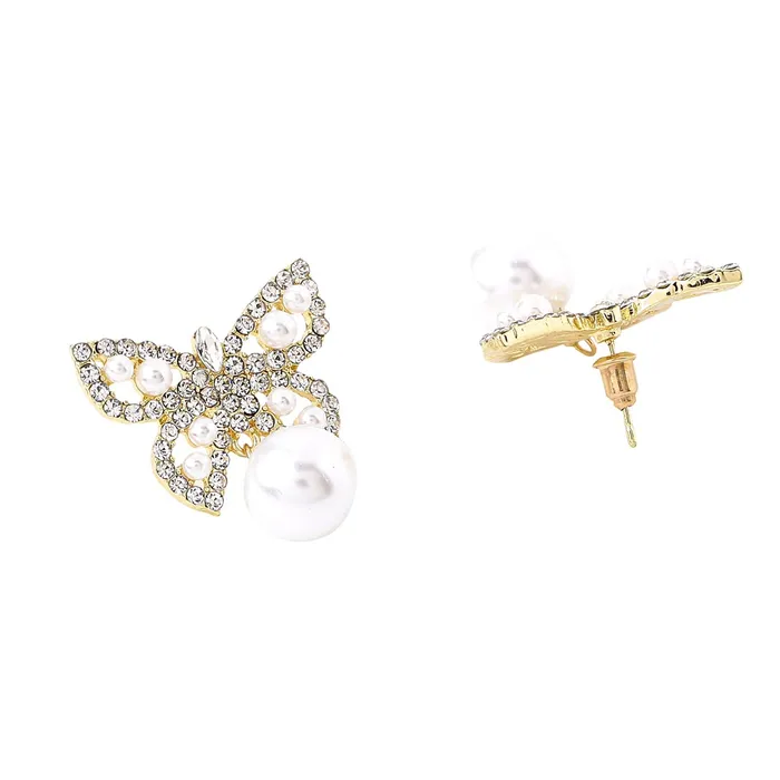 Yellow Chimes Rings Yellow Chimes Earrings for Women and Girls Golden Crystal Drop Earrings for Women Gold Plated Butterfly Shaped Drop Earrings Birthday Gift for girls and women Anniversary Gift for Wife