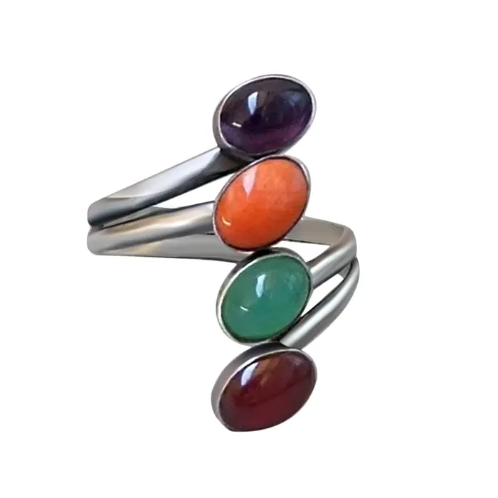 Yellow Chimes Rings Yellow Chimes Earrings For Women Silver Toned Multicolor Stone Studded Ring For Women and Girls