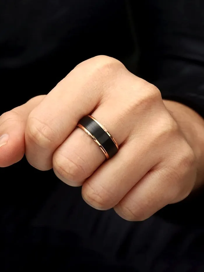Yellow Chimes Rings Yellow Chimes Ring For Men Black Bands Rings Platinum Plated Titanium Steel Never Fading Ring For Men and Boys