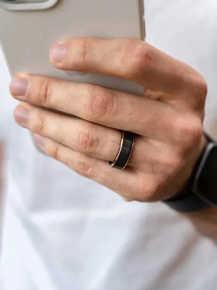 Yellow Chimes Rings Yellow Chimes Ring For Men Black Bands Rings Platinum Plated Titanium Steel Never Fading Ring For Men and Boys