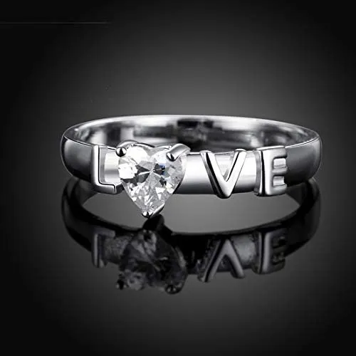 Yellow Chimes Rings Yellow Chimes Rings for Women Lovers Heart Silver plated Crystal Stoned Ring for Women GirlsSize US 6