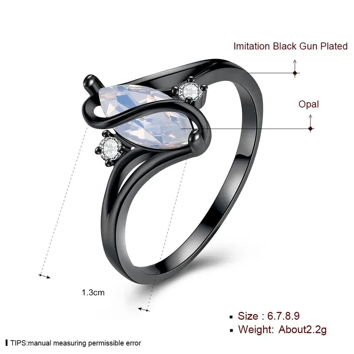 Yellow Chimes Rings Yellow Chimes Rings for Women Olivia Man Made Opal Invisible Setting White Stoned Trendy smooth Finished Black Gun Plating Ring for Women Girls