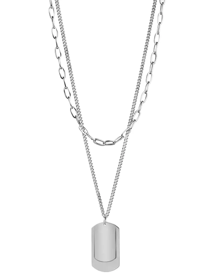 Yellow Chimes Silver Chain Pendant for Men Layered Dog Tag Neck Chains for Men Urban Edge Fashion Accessories for Men Birthday Gift for Men and Boys Anniversary Gift for Husband Yellow Chimes Necklaces Yellow Chimes Silver Chain Pendant for Men Layered Dog Tag Neck Chains for Men Urban Edge Fashion Accessories for Men Birthday Gift for Men and Boys Anniversary Gift for Husband Yellow Chimes Necklaces