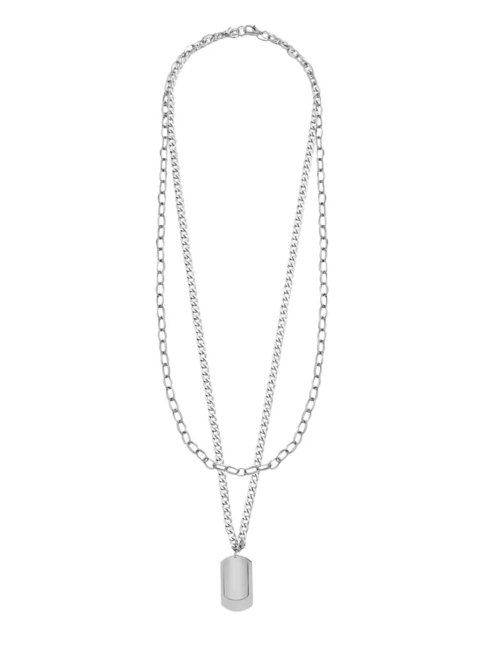 Yellow Chimes Silver Chain Pendant for Men Layered Dog Tag Neck Chains for Men Urban Edge Fashion Accessories for Men Birthday Gift for Men and Boys Anniversary Gift for Husband Yellow Chimes Necklaces