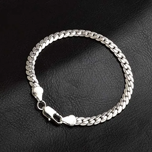 Yellow Chimes Silver Toned Curb Designer Chain Bracelet for Men and Boys Yellow Chimes Necklaces