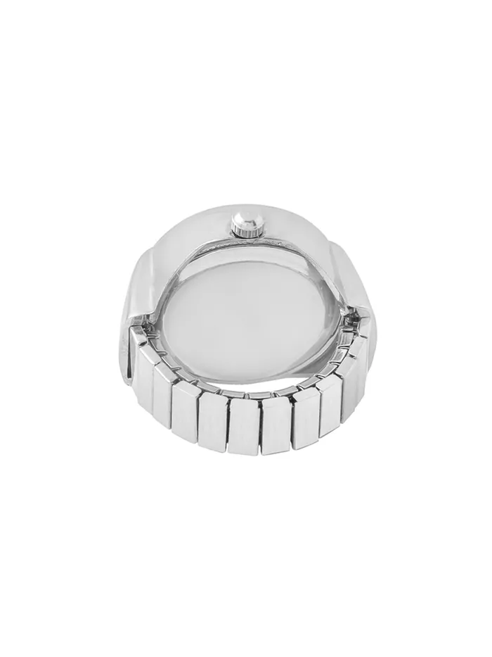 Yellow Chimes StainlessSteel Base Metal Pink Dial Analog Stretchable Womens Watch Ring Yellow Chimes Earrings