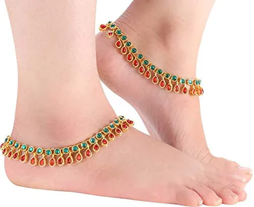Yellow Chimes Traditional Captive Beauty Gold Plated Payal Anklets for Women and Girls Yellow Chimes Bracelets