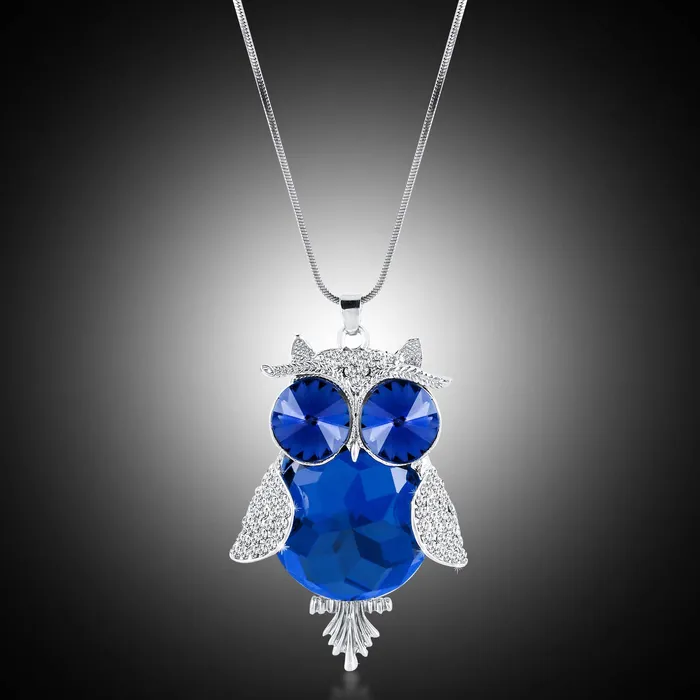 Yellow Chimes Trendy Stylish Long Chain Owl Necklace Silver Plated Crystal Pendant for Women and Girls Yellow Chimes Earrings
