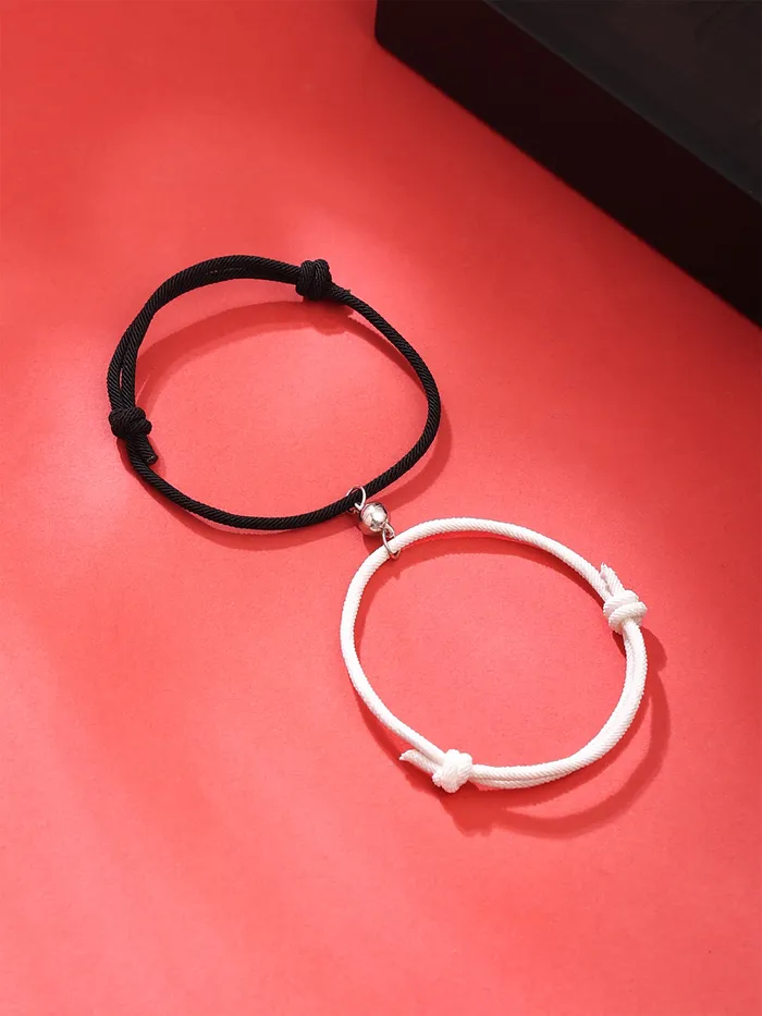 Yellow Chimes Valentine Gift for Girls Couple Bracelet for Unisex 2 Pcs Unisex Adjustable Couple Ball Dual Coloured Bracelet For Unisex AdultsBoys and Girls Pack of 2 Yellow Chimes Rings