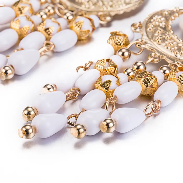 Yellow Chimes White Beads Dangle Earrings for Women and Girls Yellow Chimes Earrings