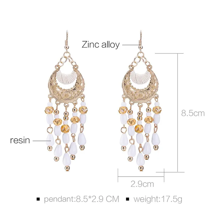 Yellow Chimes White Beads Dangle Earrings for Women and Girls Yellow Chimes Earrings