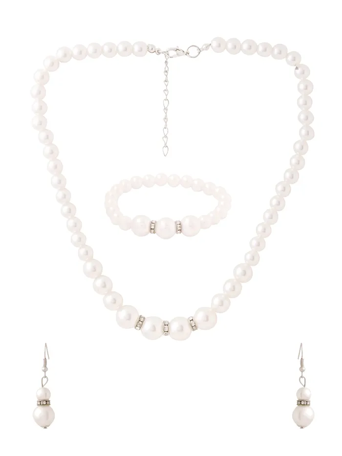 Yellow Chimes White Pearl Necklace Set with Bracelet Earrings Pearl Jewellery Set for Women SilverWhite YCFJNS221PERLWH Yellow Chimes Necklaces Yellow Chimes White Pearl Necklace Set with Bracelet Earrings Pearl Jewellery Set for Women SilverWhite YCFJNS221PERLWH Yellow Chimes Necklaces