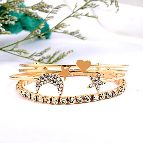 Yellow Chimes Womens Fashion Gold Plated Kada Bracelet Set Combo Accessories Yellow Chimes Earrings