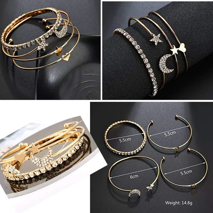 Yellow Chimes Womens Fashion Gold Plated Kada Bracelet Set Combo Accessories Yellow Chimes Earrings