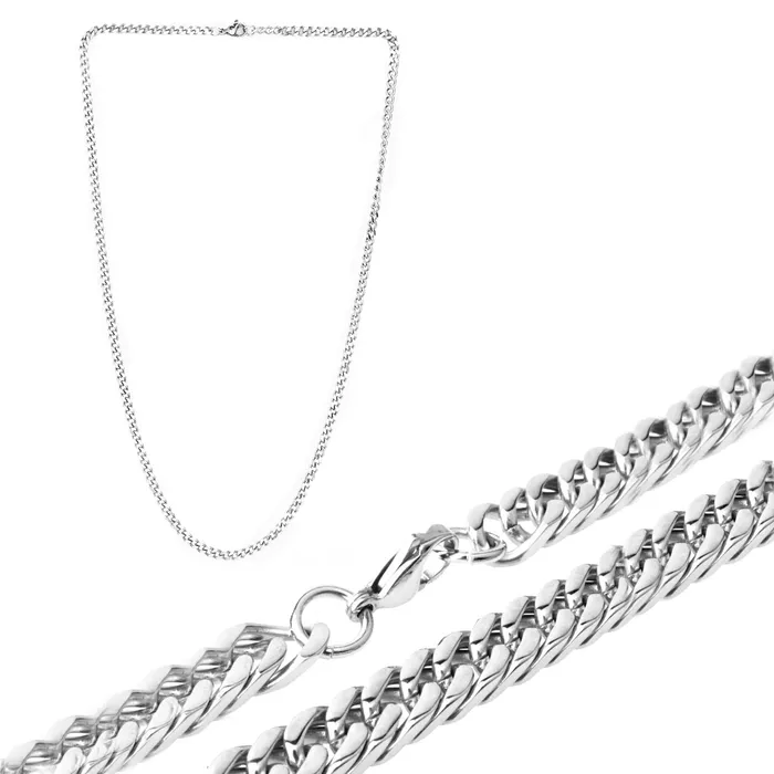 Yellow Chimes Yellow Chimes Chain for Men and Boys Silver Chain Neck Chain for Men 2 Pcs Combo of Stainless Steel Chains for Men Birthday Gift for Men and Boys Anniversary Gift for Husband Earrings