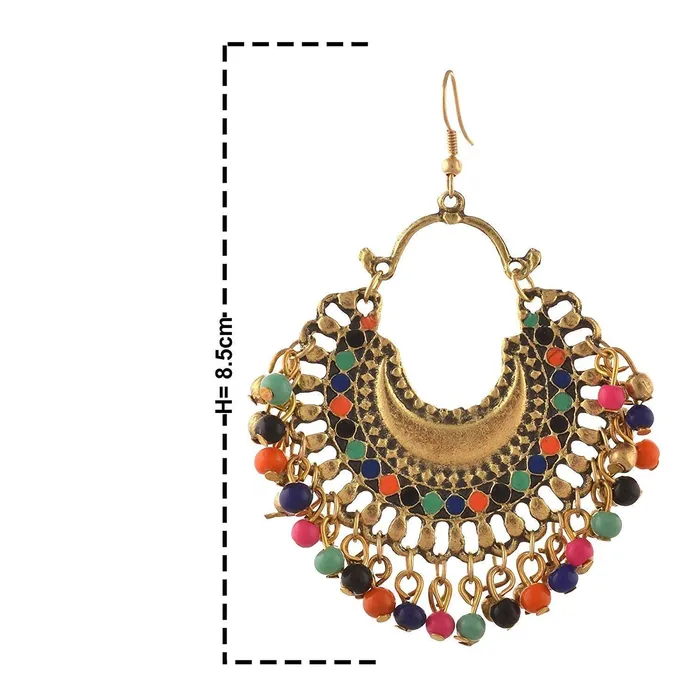 Yellow Chimes Yellow Chimes Chandbali Earrings for Women Silver Oxidised Chand bali Combo of 4 Pairs Afghani Style Traditional Jhumka Earrings for Women and Girls Bracelets