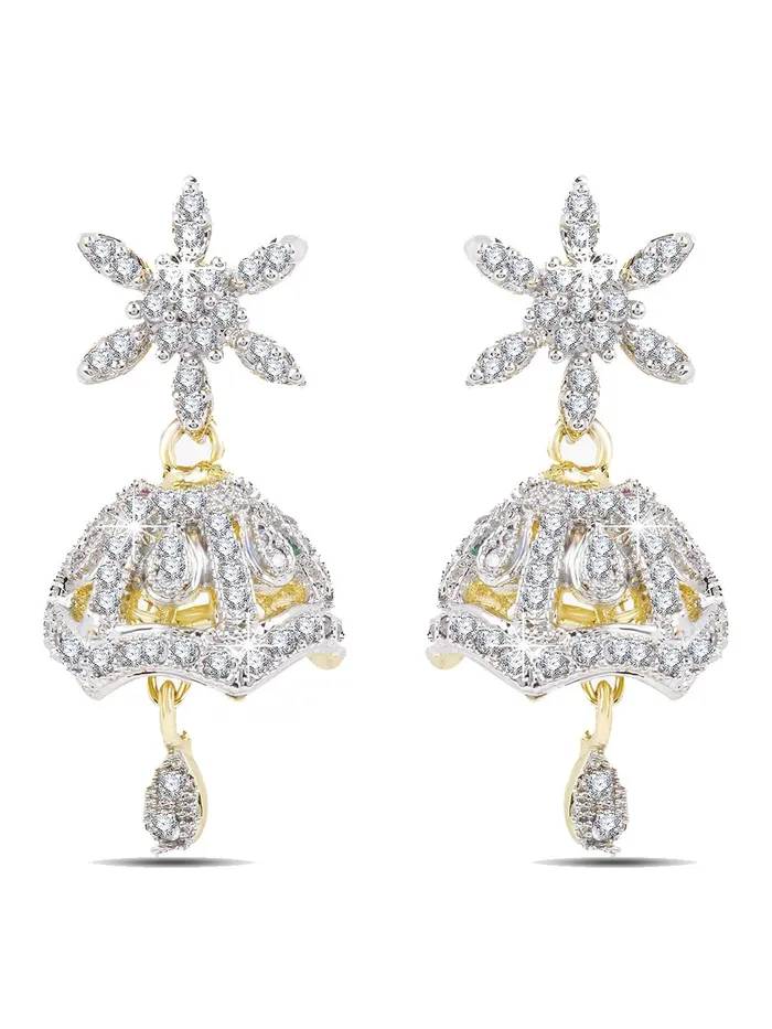 Yellow Chimes Yellow Chimes Classic ADAmerican Diamond Studded 18k Gold Plated Designer Floral JhumkaJhumki Earrings for Women Girls Necklaces Yellow Chimes Yellow Chimes Classic ADAmerican Diamond Studded 18k Gold Plated Designer Floral JhumkaJhumki Earrings for Women Girls Necklaces