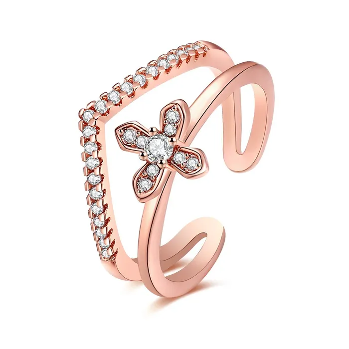 Yellow Chimes Yellow Chimes Clover Open End Ring for Women Girls Necklaces