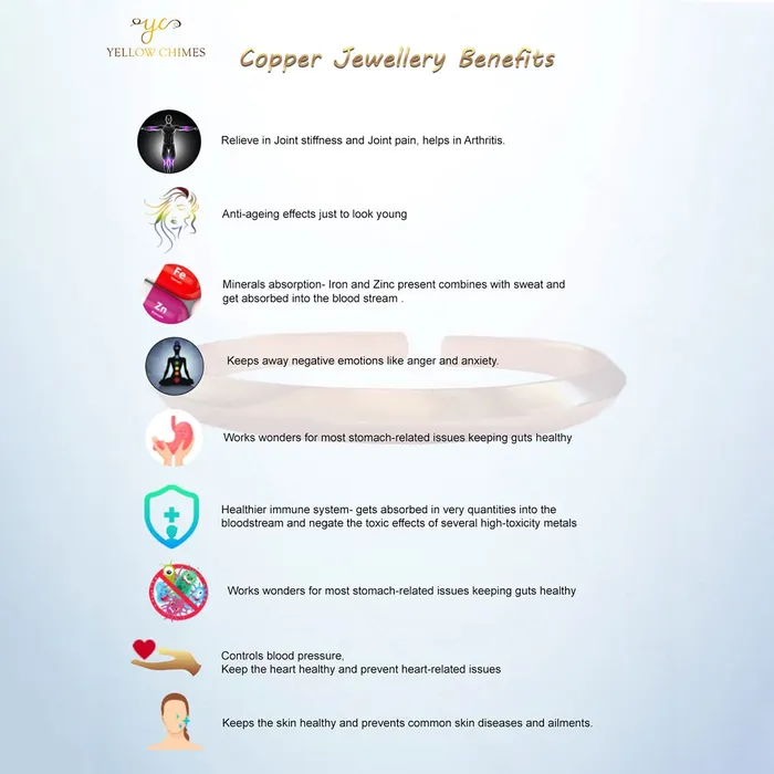 Yellow Chimes Yellow Chimes Copper Bracelet for Men Adjustable 210 Pure Copper Wonderfully Hammered Healing Peace Chakra Yoga Meditation Mantra Jewelry Bracelet for Boys and Men Necklaces