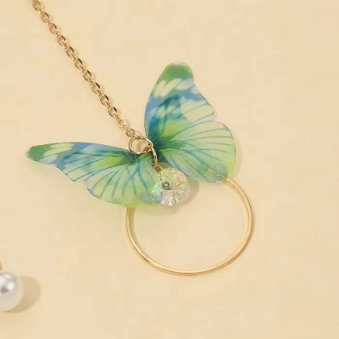 Yellow Chimes Yellow Chimes Danglers Earrings for Women Green Earrings for Girls Fashion Women Earrings Butterfly Shaped Long Chain Dangler Earrings Birthday Gift For Girls Anniversary Gift for Wife Necklaces