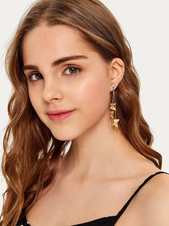Yellow Chimes Yellow Chimes Earrings for Women and Girls Crystal Dangler Gold Toned Butterfly Drop Designed Long Danglers Earrings Birthday Gift for girls and women Anniversary Gift for Wife Earrings