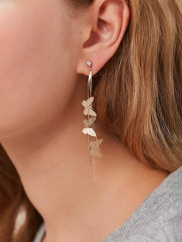 Yellow Chimes Yellow Chimes Earrings for Women and Girls Crystal Dangler Gold Toned Butterfly Drop Designed Long Danglers Earrings Birthday Gift for girls and women Anniversary Gift for Wife Earrings