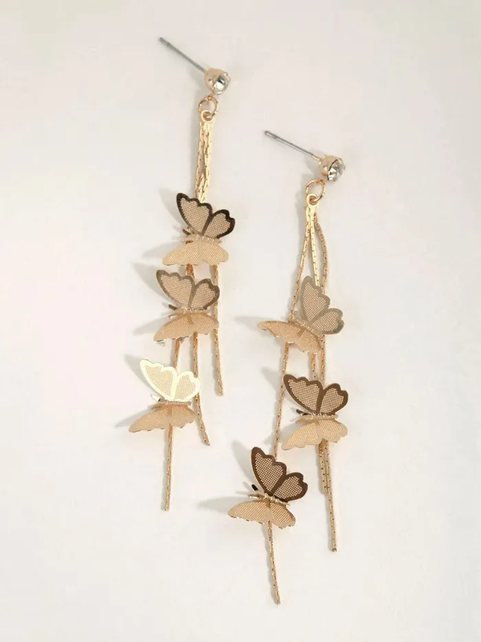 Yellow Chimes Yellow Chimes Earrings for Women and Girls Crystal Dangler Gold Toned Butterfly Drop Designed Long Danglers Earrings Birthday Gift for girls and women Anniversary Gift for Wife Earrings