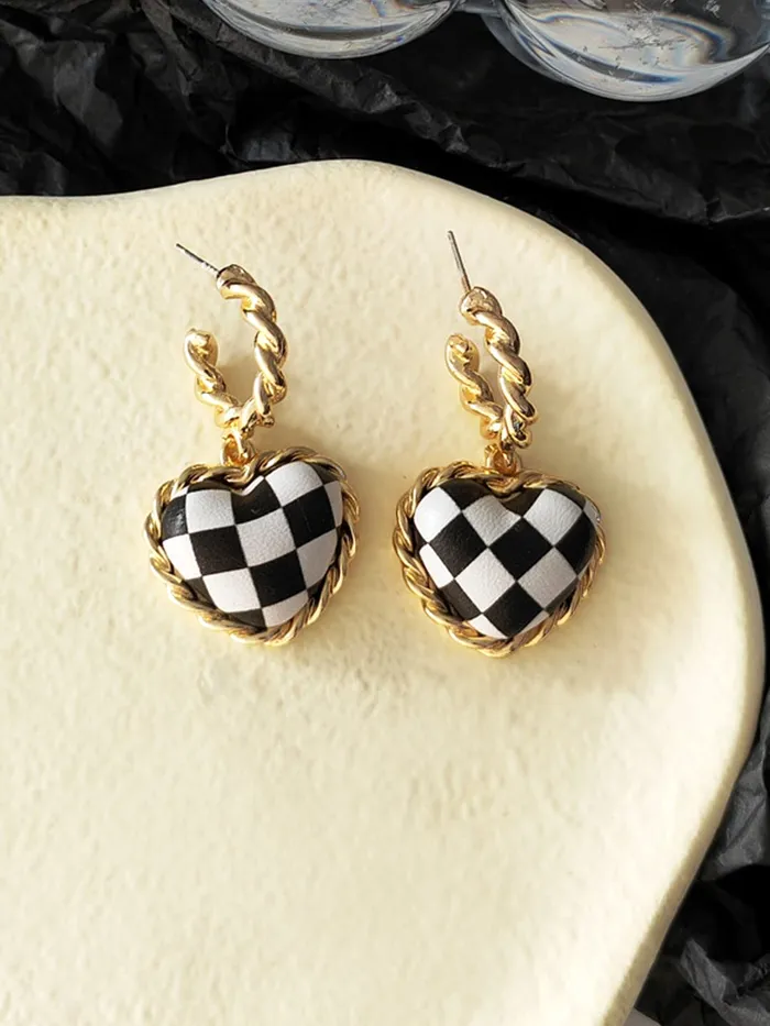Yellow Chimes Yellow Chimes Earrings for Women and Girls Drop Earrings for Girls Gold Toned Black White Heart Designed Drop Earrings Birthday Gift for girls and women Anniversary Gift for Wife Earrings