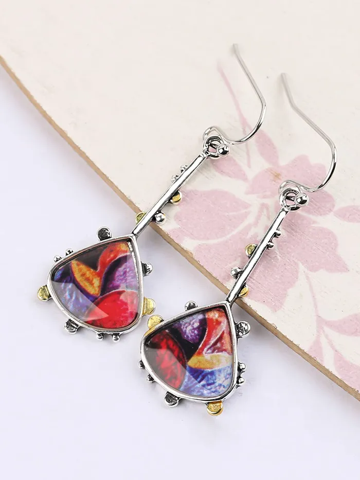 Yellow Chimes Yellow Chimes Earrings for Women and Girls Drop Earrings for Girls Muticolor Enamel Print Drop Earrings Birthday Gift for girls and women Anniversary Gift for Wife Earrings