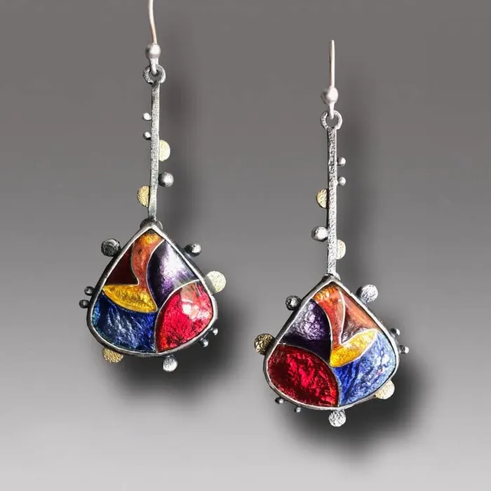 Yellow Chimes Yellow Chimes Earrings for Women and Girls Drop Earrings for Girls Muticolor Enamel Print Drop Earrings Birthday Gift for girls and women Anniversary Gift for Wife Earrings