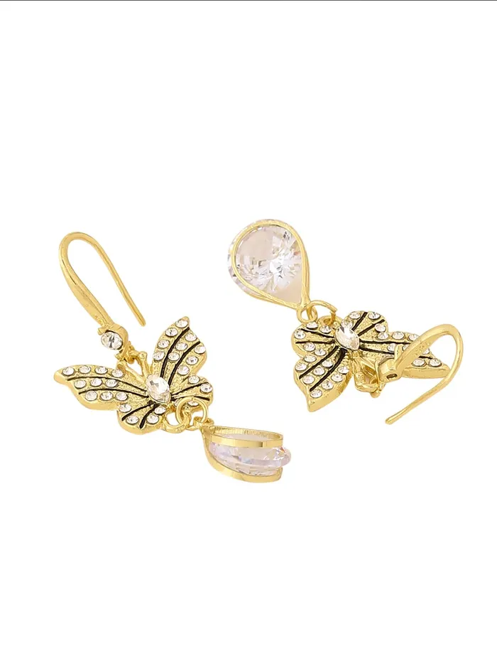 Yellow Chimes Yellow Chimes Earrings for Women and Girls Drop Earrings for Girls Silver Plated Butterfly Designed Crystal Drop Earrings Birthday Gift for girls and women Anniversary Gift for Wife Rings