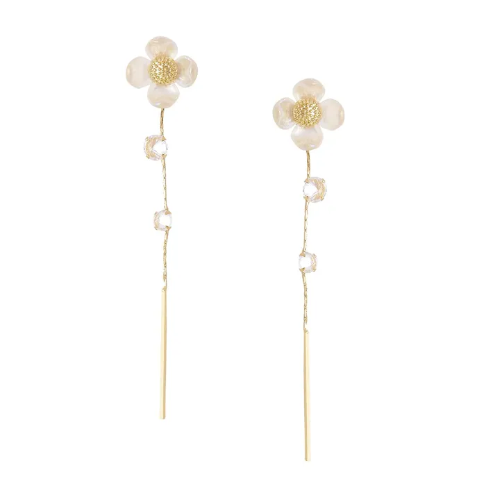 Yellow Chimes Yellow Chimes Earrings For Women Gold Tone White Color Floral Stud Linear Chain Back Drop With Crystal Studded Dangler Earrings For Women and Girls Earrings Yellow Chimes Yellow Chimes Earrings For Women Gold Tone White Color Floral Stud Linear Chain Back Drop With Crystal Studded Dangler Earrings For Women and Girls Earrings