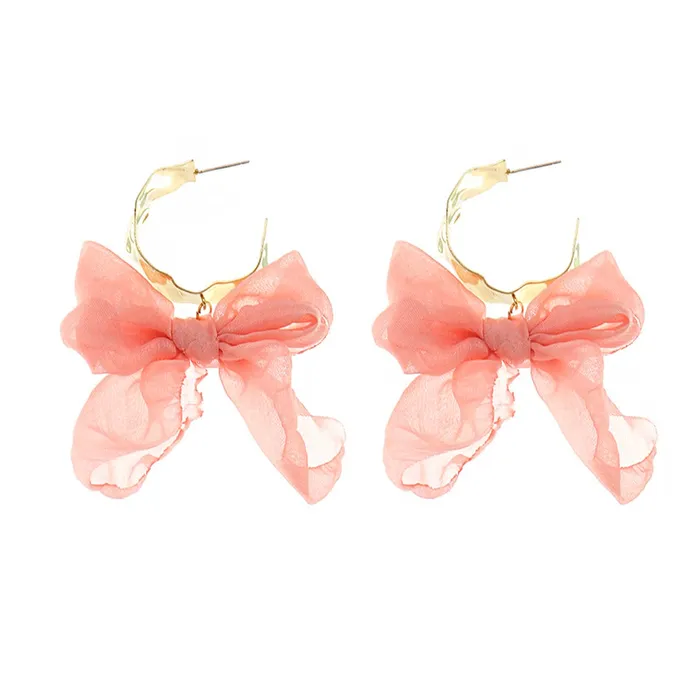 Yellow Chimes Yellow Chimes Earrings For Women Pink Colored Cloth Woven Bow Shaped Hoop Earrings For Women and Girls Earrings Yellow Chimes Yellow Chimes Earrings For Women Pink Colored Cloth Woven Bow Shaped Hoop Earrings For Women and Girls Earrings